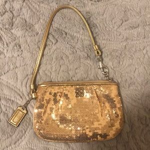 Coach Gold Sequined Wristlet